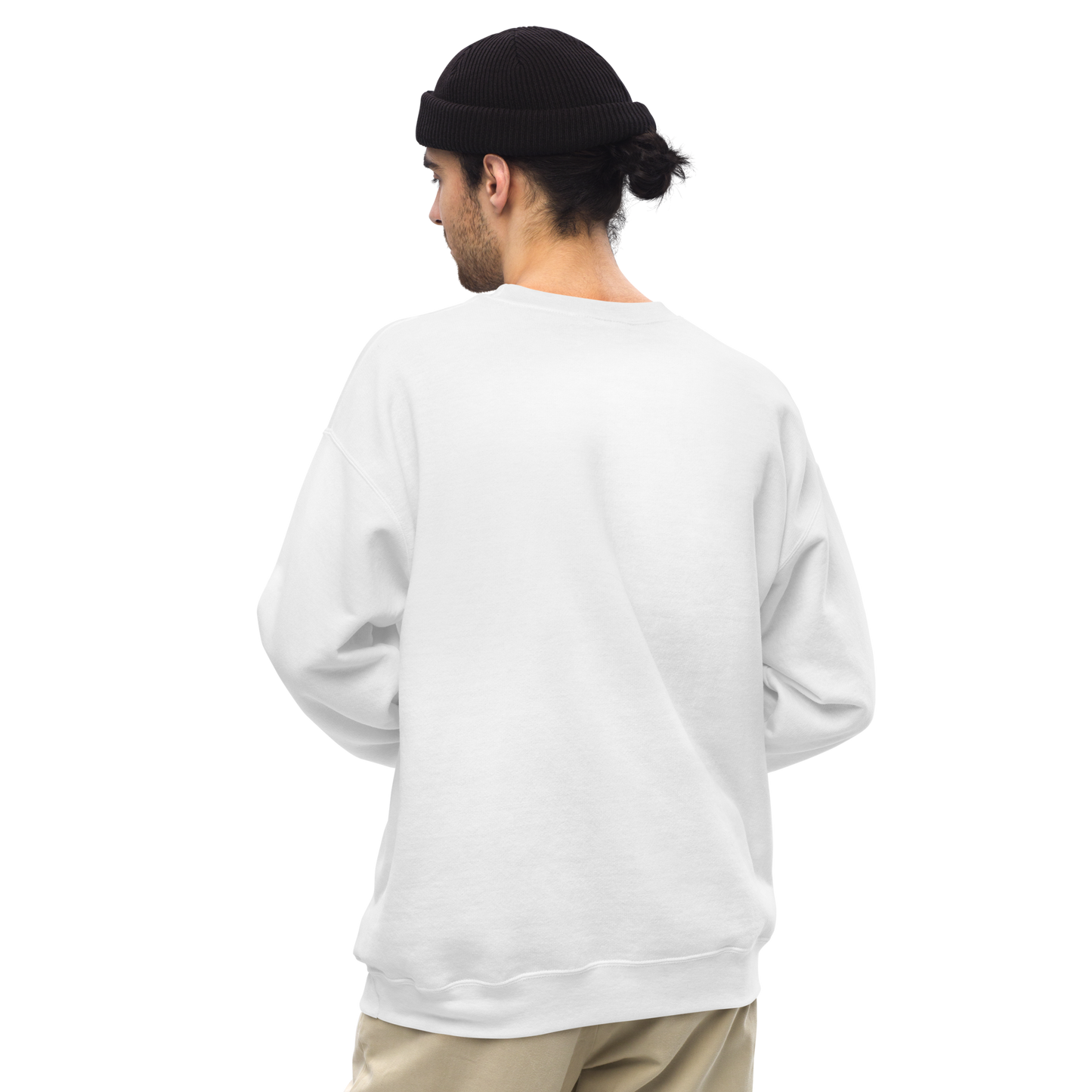 model showcasing the back of the humble sweatshirt